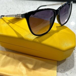 Swarovski Crystal Embellished Sunglasses Black Designer Eyewear with Case‎ New